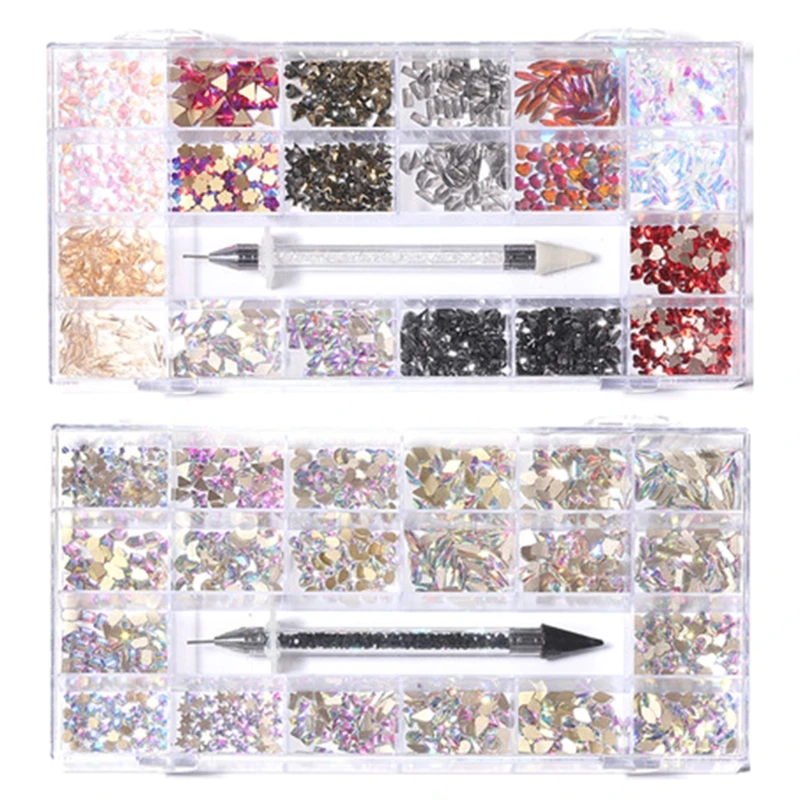

Professional Nail Art Kit Multi Shapes Flat Back Glass Crystal DIY Accessories K3NE
