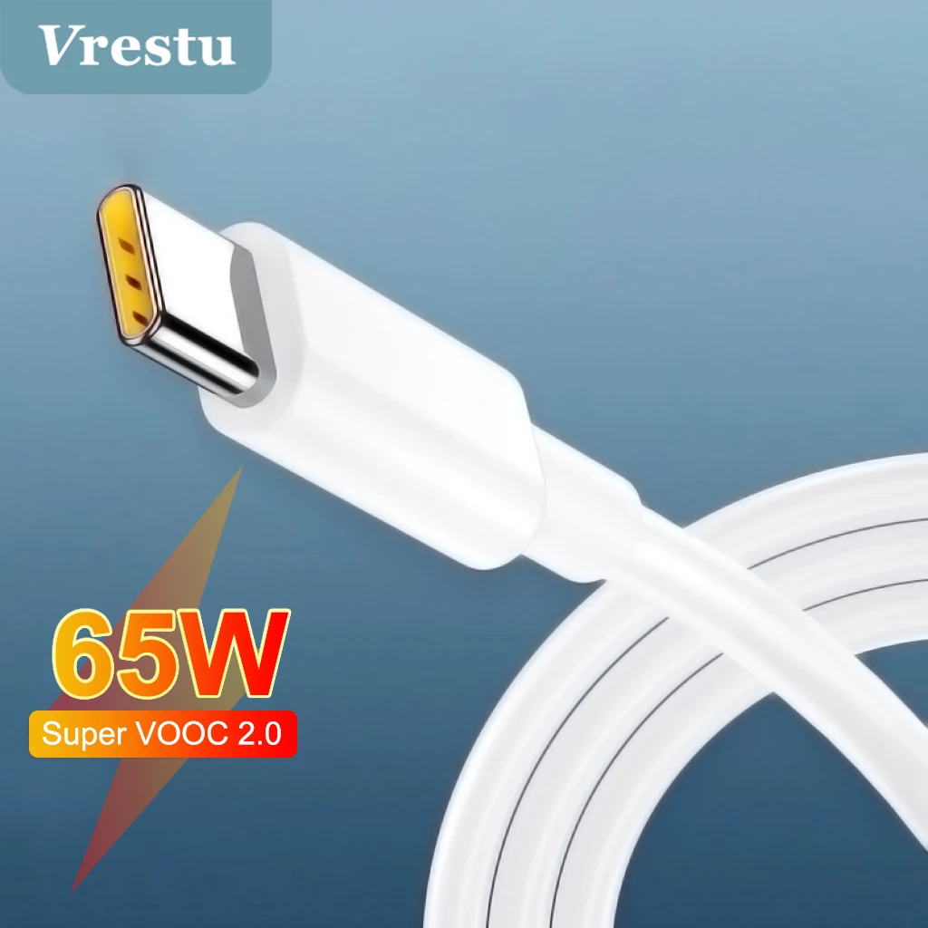

6.5A USB Type C Super Fast Charging Cable 65W 50W 6A Power Charger Wire Line for OPPO VOOC 2.0 Reno 4 5 6 Ace 2 Data Phone Cabo