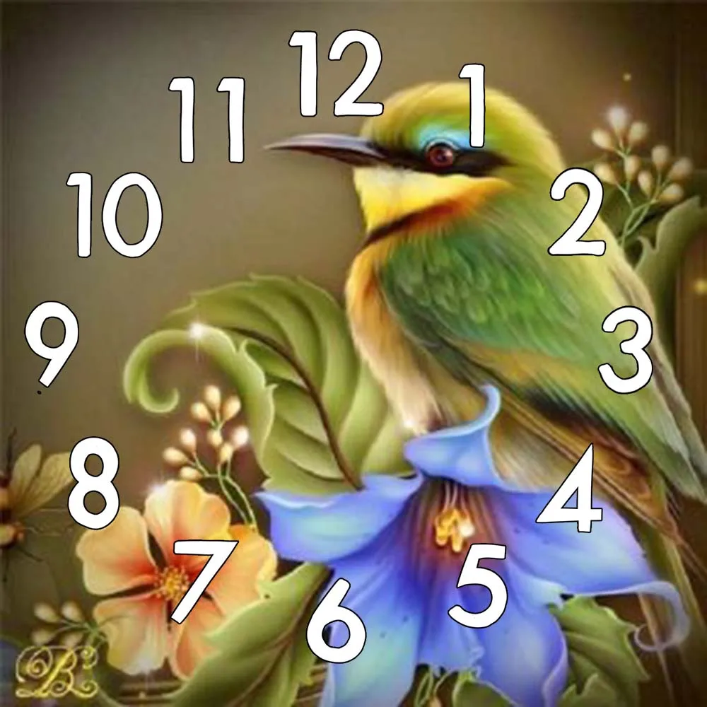 

Dpsprue Full Square/Round 5D Diamond Painting Kit With Clock Cross stitch Diamond Embroidery Mosaic Flower Bird Gift DC013