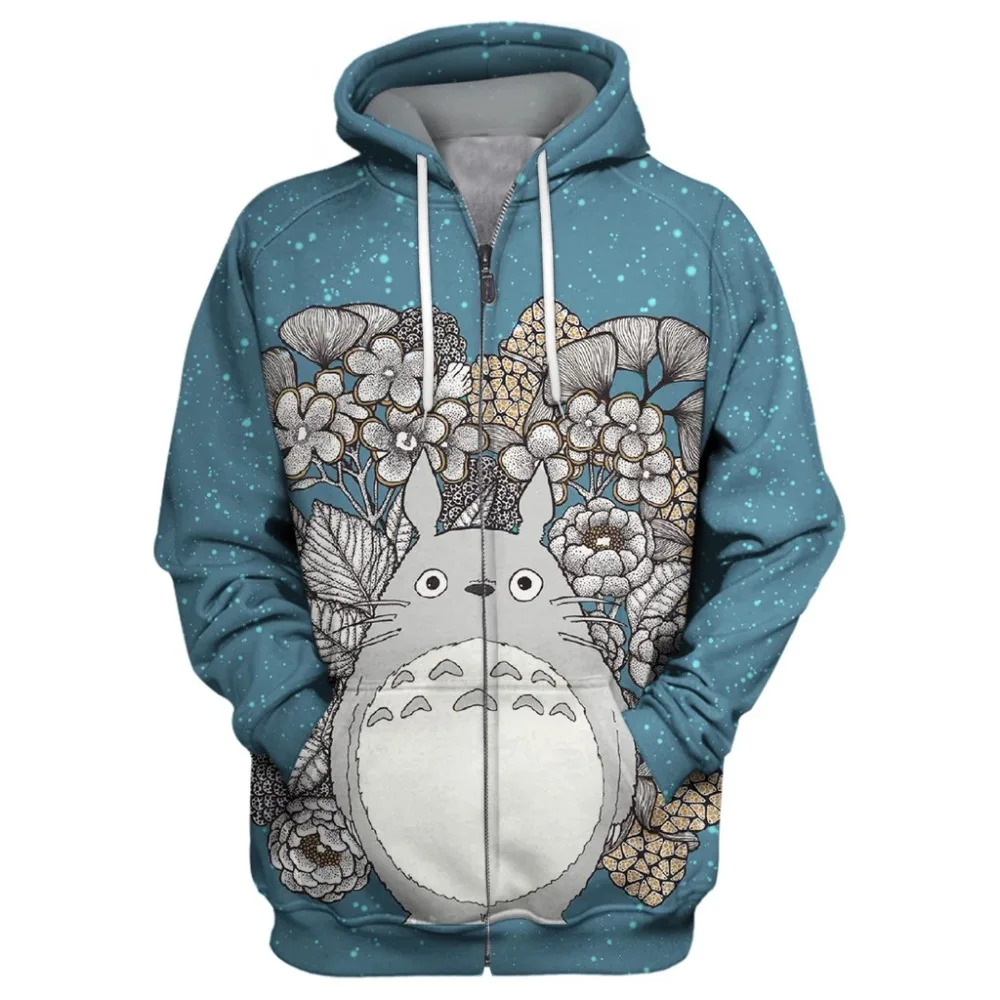 

2019 New Fashion Men Women 3d Hoodie My Neighbor Totoro Flower Anime Printed hoodies/Sweatshirt/jacket Unisex Casual streetwear