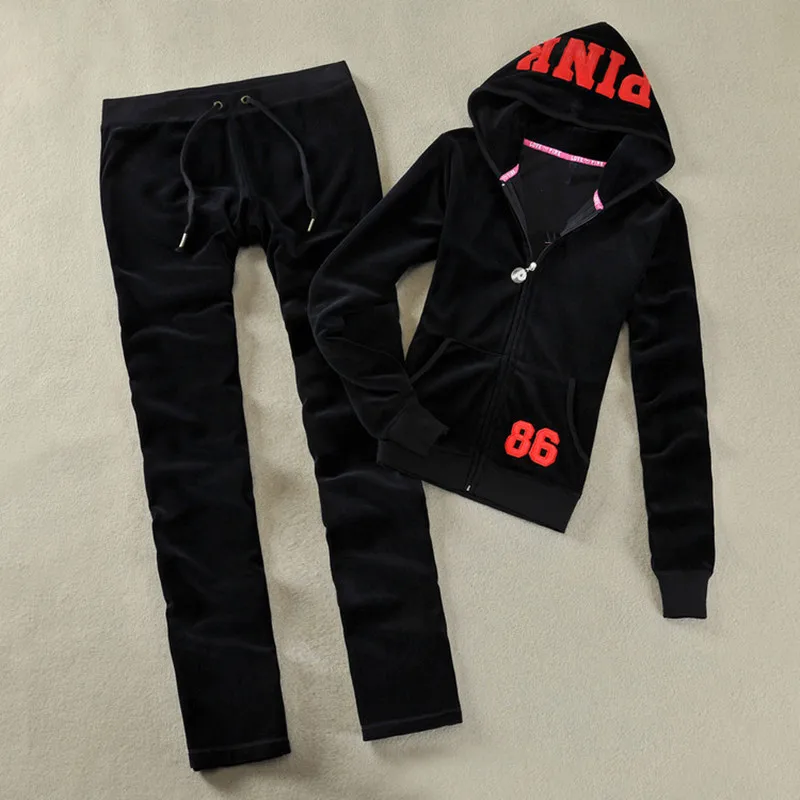 Весна/осень 2019 розовый Для женщин Марка бархата костюмы Велюровый костюм