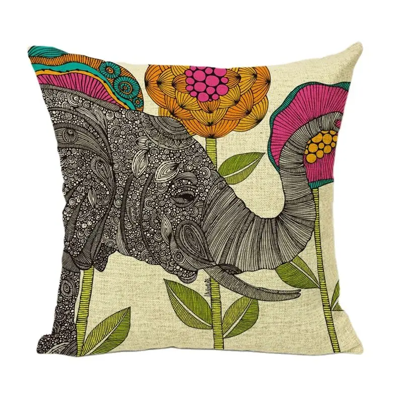 Геометрический Слон Мандала статуя розы Toss чакра наволочки живописный закат