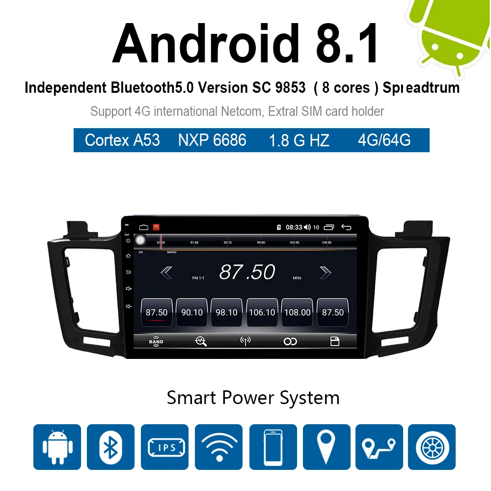 Car Multimedia player 1 Din Android 8.1 DVD ForToyota RAV4 2012-2017 10.1&quot 4G/32G/64G touch screen Radio GPS | Автомобили и