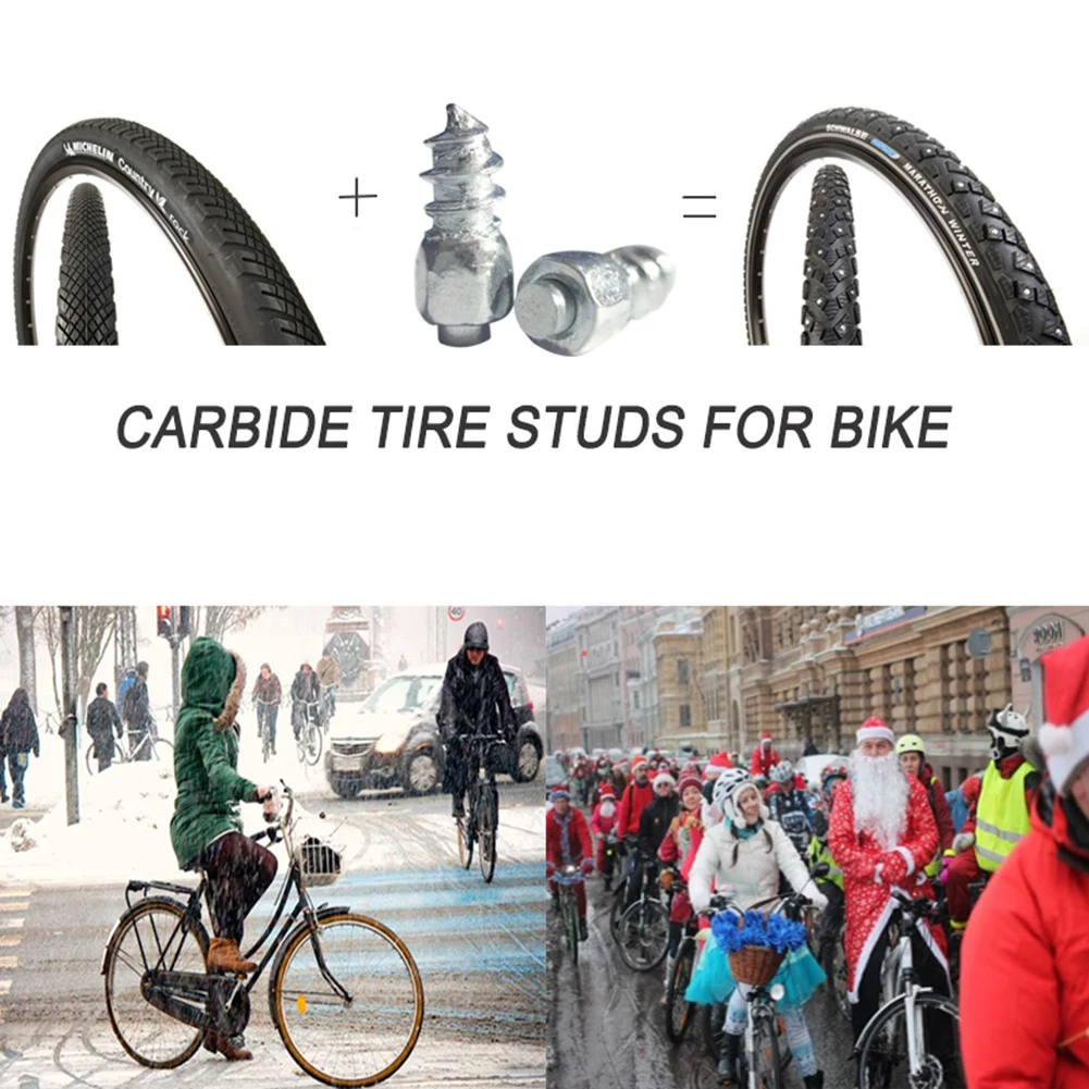 

9 mm Carbide Screw Tungsten Tire Studs Snow Spikes Anti-Slip Anti-ice for Bikes/Motorcycles with Installation Tool Drop Shipping