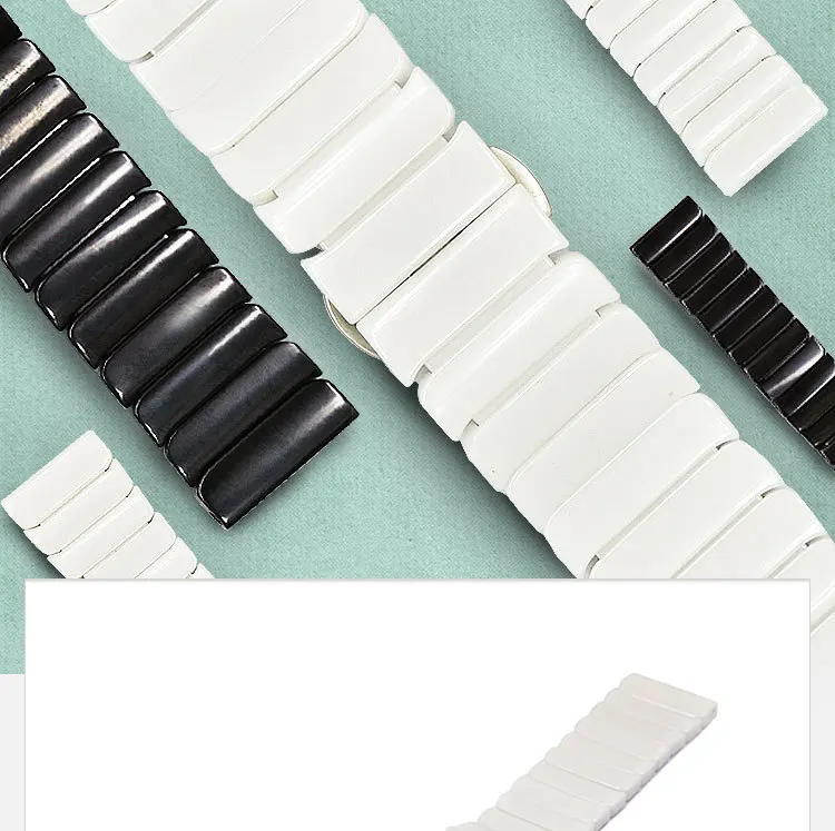 

20MM/22MM Black and White Ceramic Bamboo Butterfly Buckle Strap Is Suitable for Huawei GT Samsung Smart Watch Strap Replacement