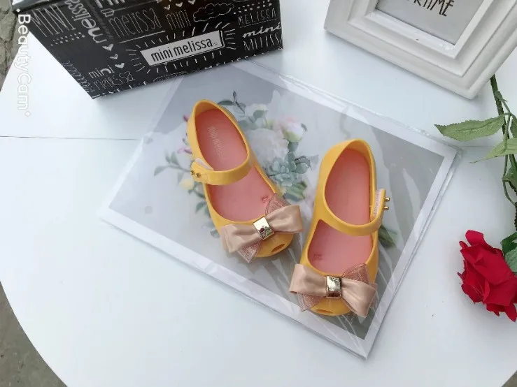 

New Melissa's same bow tie children's shoes girl's baby fish mouth sandals Korean Princess jelly shoes
