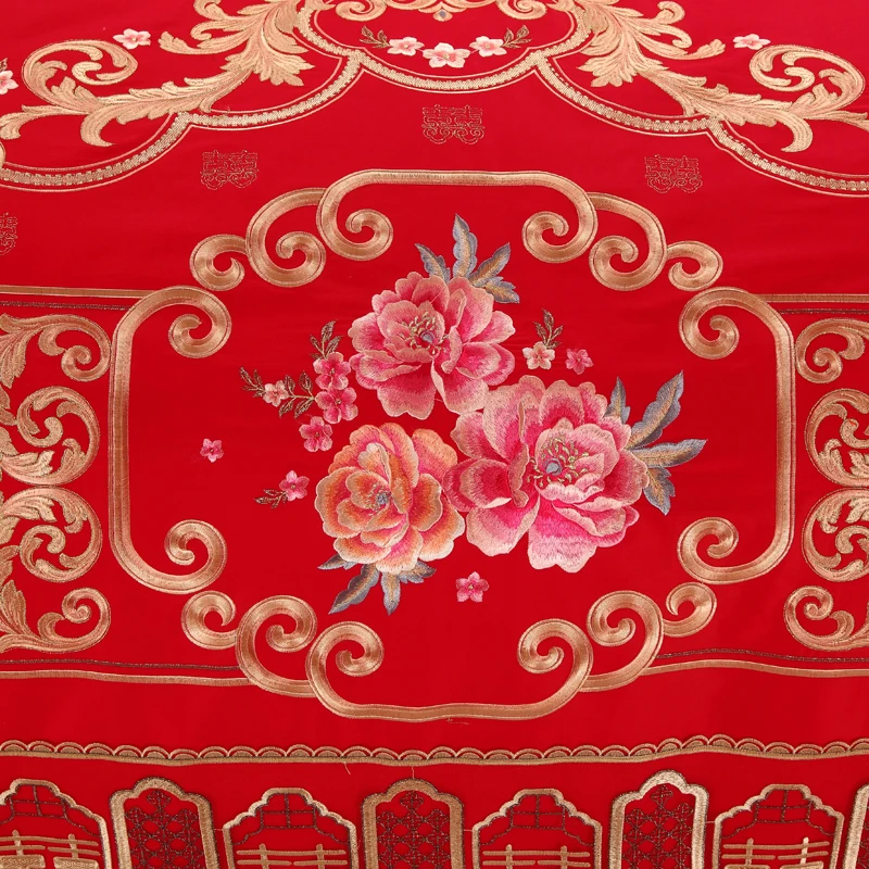 Роскошный красный свадебный комплект постельного белья с цветочной вышивкой