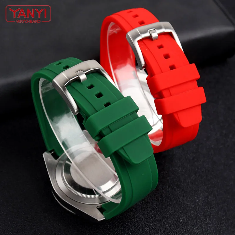 High-quality Rubber watchband 18mm 20mm 22mm bracelet for omega moonswatch seiko rolex tudor watch band curved end watch strap