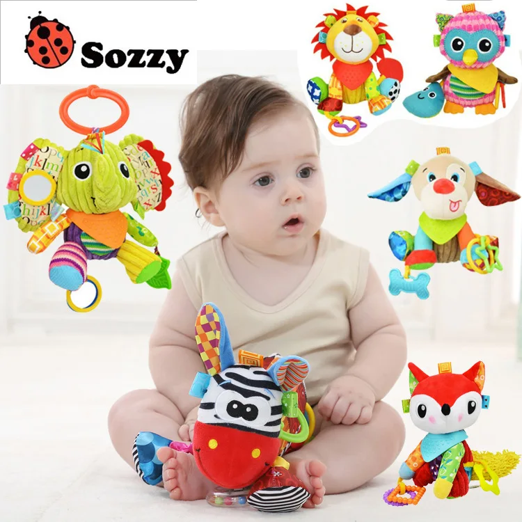 Детские погремушки 20 см плюшевая игрушка в виде льва лисы собаки висячий