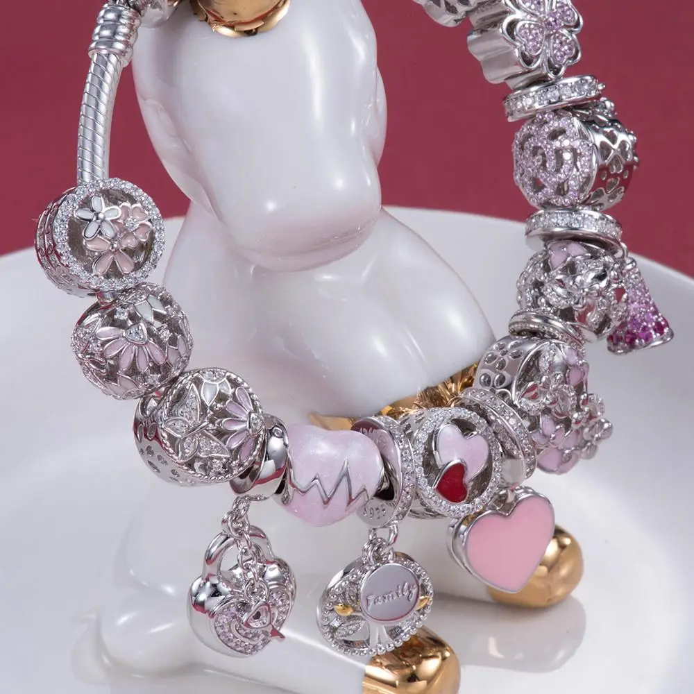 Счастливые сердца 925 пробы серебро тропических рыб и вод tailBeads Подвески Fit