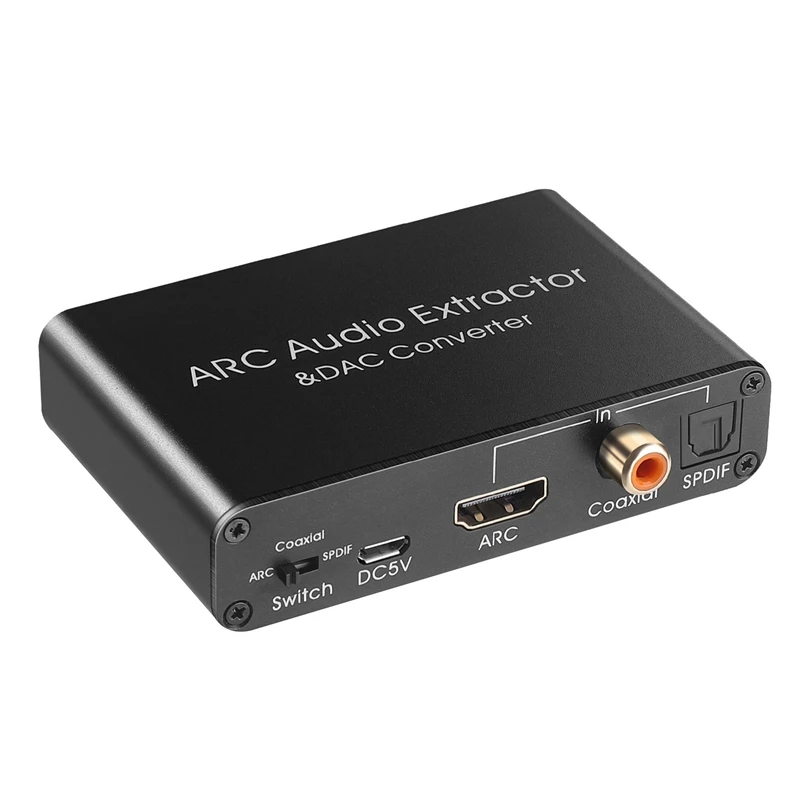 

192KHz Aluminum ARC Audio Adapter Audio Extractor Digital to Analog Audio Converter DAC SPDIF Coaxial RCA 3.5mm Jack