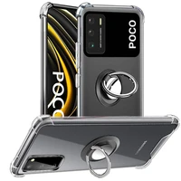 ring holder cases for xiaomi poco m3 case silicone transparent shockproof smartphone case xiomi poko m3 pocom3 bumper cover