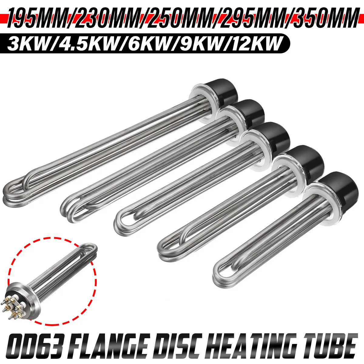 

2" Tri-clamp (OD63) Electrical Heating Element Immersion Water Heater 220V All 304SUS Water Oil 63mm Flange Disc Heating Tube