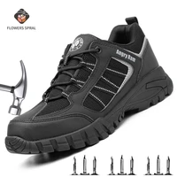 flowers spral safety shoes steel toe protection non slip breathable suitable for walking