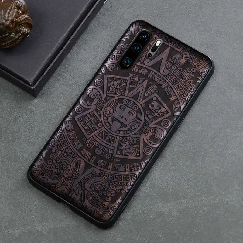1 Для huawei P30 чехол Роскошный черное дерево чехол для huawei p30 Pro 3D резной деревянный силиконовый чехол для huawei P30 Pro - Цвет: 1