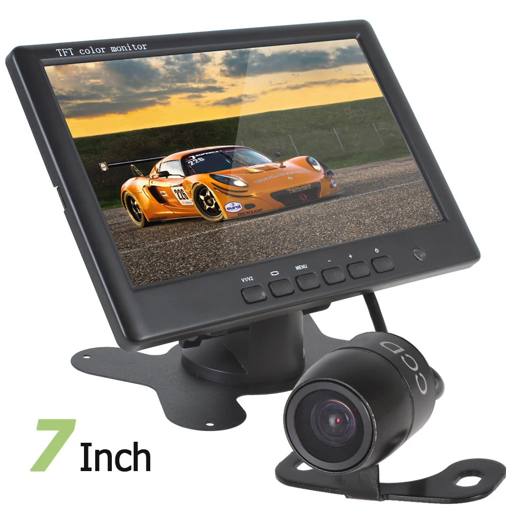 Сверхтонкий HD 800x480 7 дюймовый цветной TFT LCD 2 канальный видео вход автомобильный