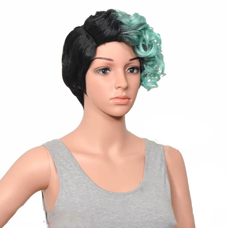 HAIRJOY женский специальный смешанный цвет боковая часть короткий кудрявый синтетический парик для волос