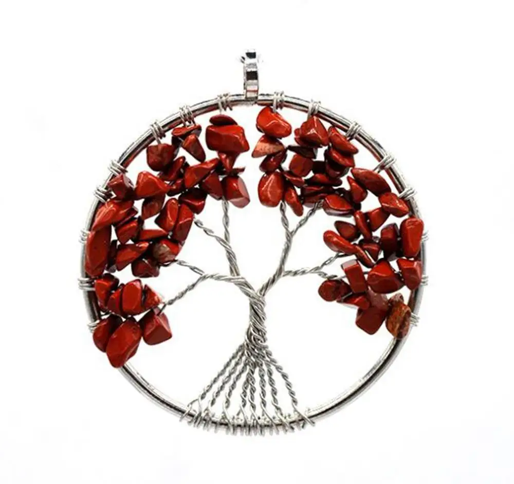 Натуральный 7 Чакра драгоценный камень жизнь дерева кулон ручной работы тканый