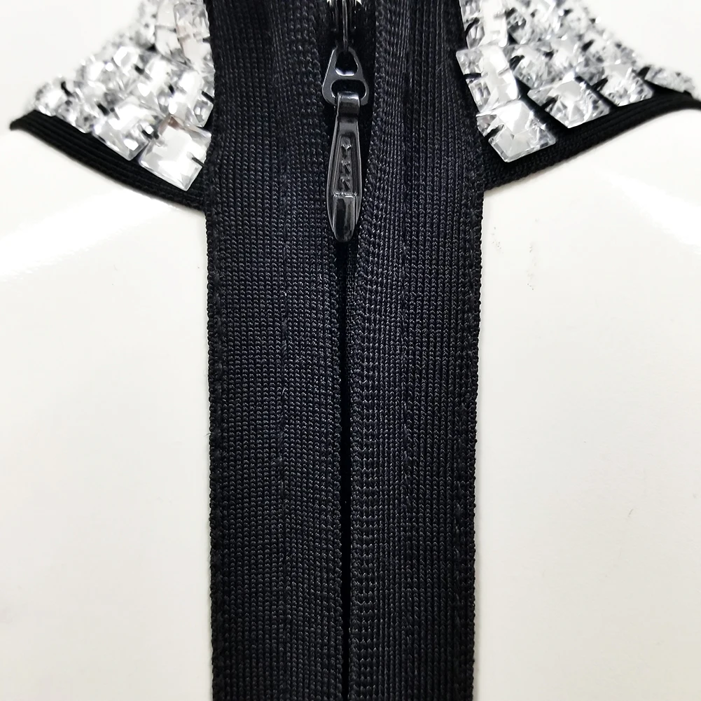 

Balck elegant bandage dress 2019 elastic rayon sexy hollow out vestidos luxury beaded rhinestone maxi halter party dress