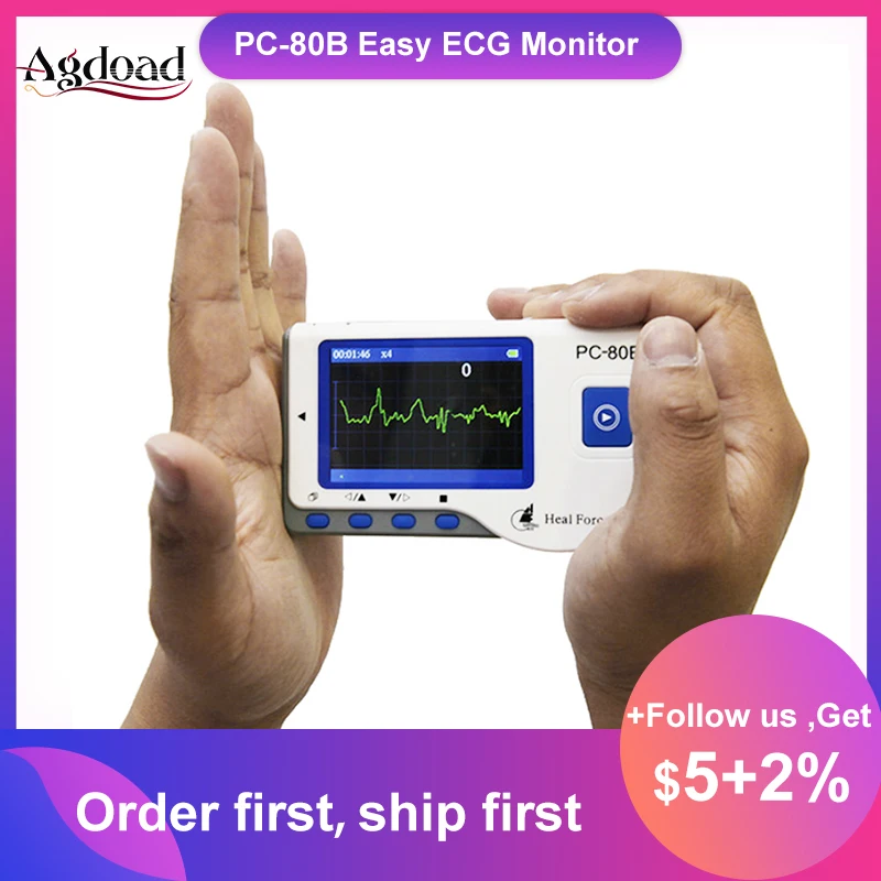 

PC-80B Easy ECG Monitor Professional Household Electrocardiogram Heart ECG Machine with Electrodes Pads 30s Fast Measurement