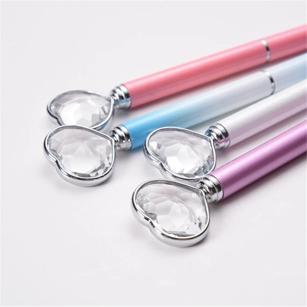 1 шт. хрустальные металлические шариковые ручки в форме сердца для деловых