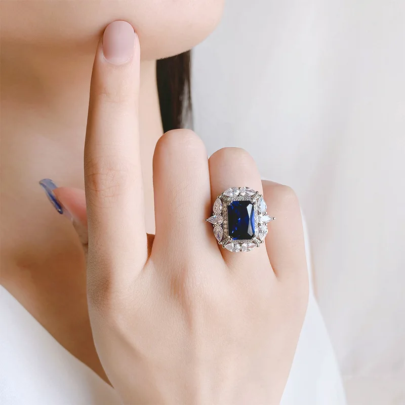 FFGems драгоценные камни аметист посеребренное кольцо синий Сапфир ювелирные