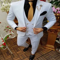 white three pieces groom tuxedos handsome coat pant vest satin mens suit for wedding 2022 slim peaky blinders boyfriend wear