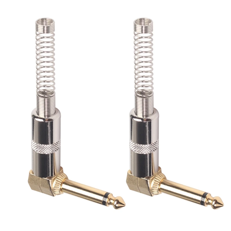 

4Pcs Right Angle Male Mono Phone Plug 6.m Metal Shell Guitar o Connector Mic Cable