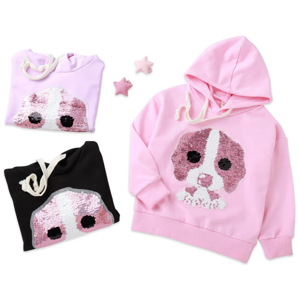 

Spring children's clothing sweater European and American cartoon girls pullover hooded jacket casual top