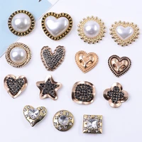 10 pcs alloy cute diamond pearl heart star pendant rhinestone button ornaments earrings choker hair bag diy jewelry accessories