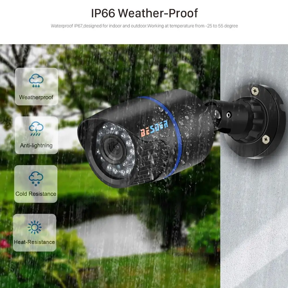 BESDER 5MP 2MP 3MPH.265 Камера видеонаблюдения Наружная водонепроницаемая IP-камера Аудио