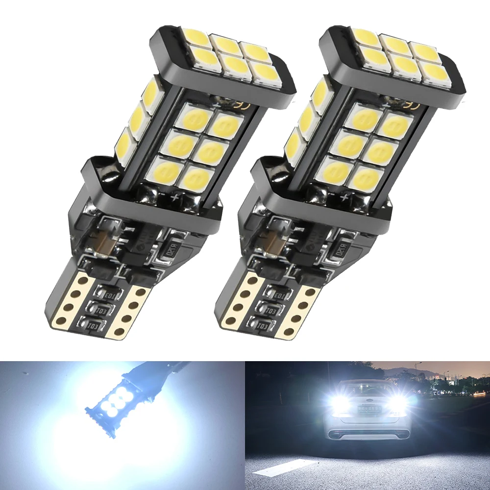 2x 1200Lm T15 W16W LED Canbus Bulbs 920 921 24SMD 3030 White 12V Led Backup Reverse Light for Ford Fiesta Fusion Focus Mazda 3 5