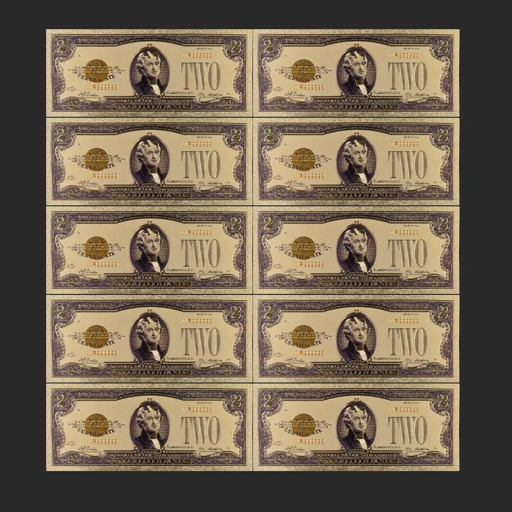 Банкноты из 24-каратной золотой фольги 10 шт./лот позолоченные 1928 купюр США 2