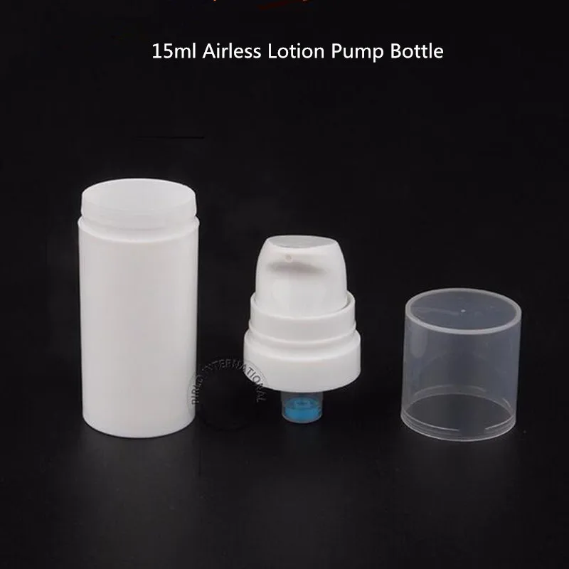 Белая пластиковая бутылка распылитель для безвоздушного лосьона объемом 15 мл 50