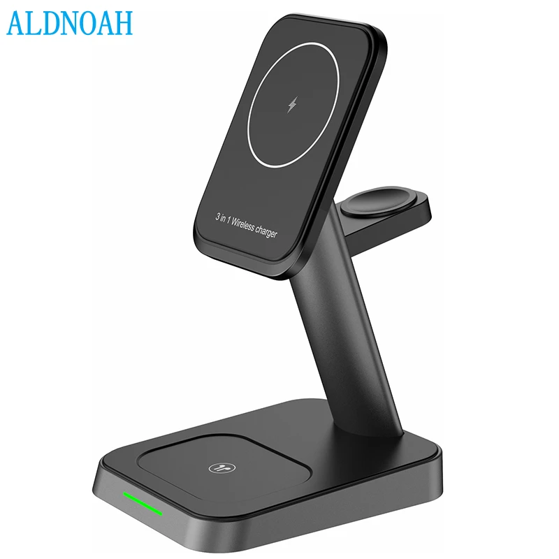 15w 3 in 1 magnetic wireless charger fast charge desktop dock for iphone 13 12 pro max mini airpods apple watch 7 6 5 4 3 stand free global shipping