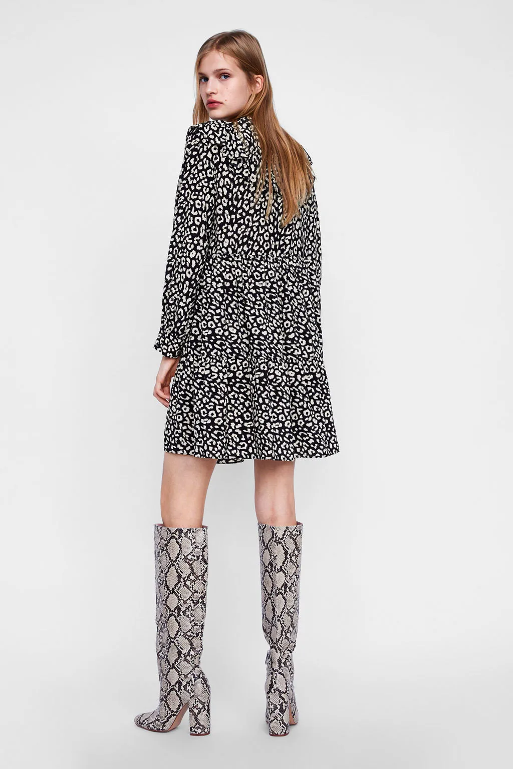 Женское винтажное леопардовое платье повседневное прямое плиссированное с