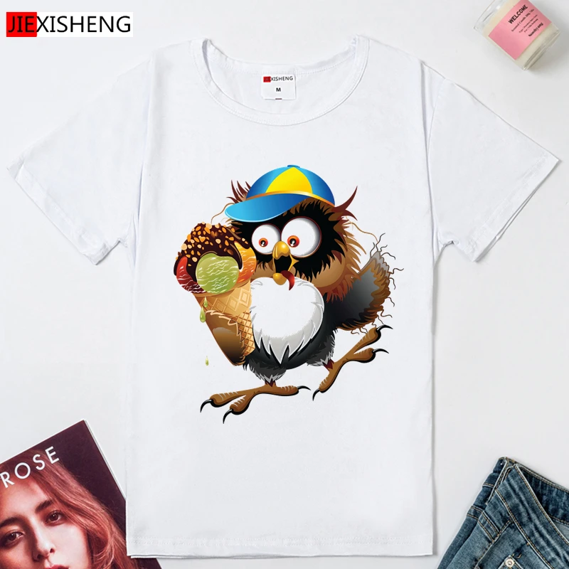 Женская футболка с принтом Совы и капитана модная дизайнерская женская