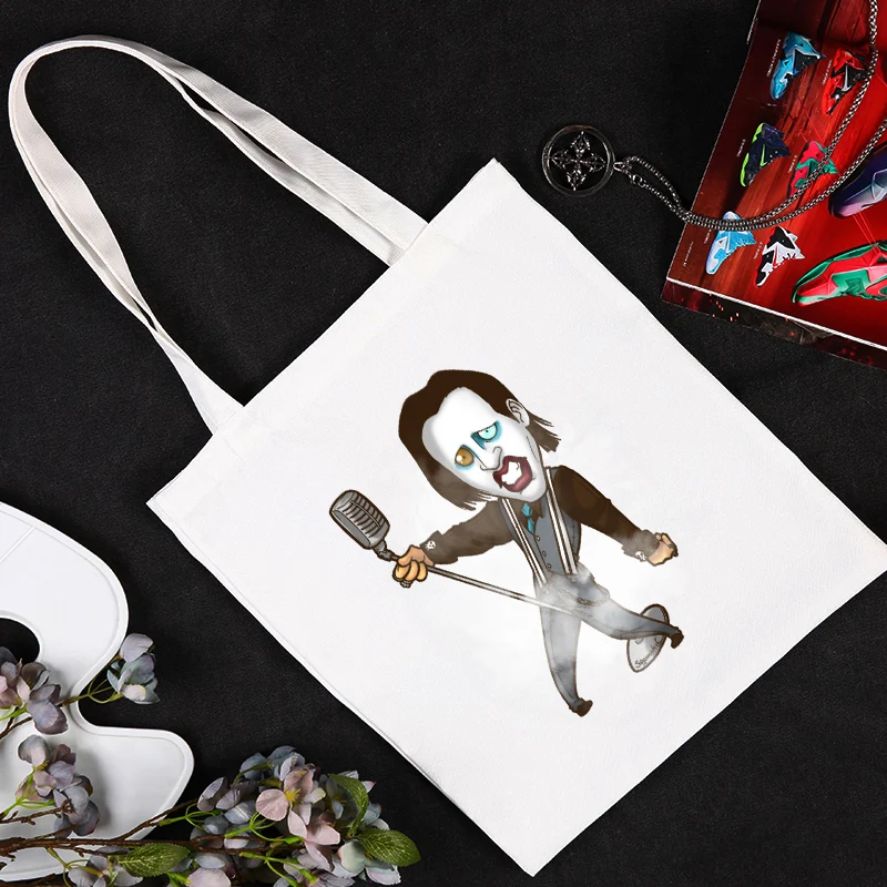 

Marilyn Manson Shopping Bag Women's Bags Brand Designer Handbags Reusable Shopper Tote Korean Canvas 2021 Customizable Logo for