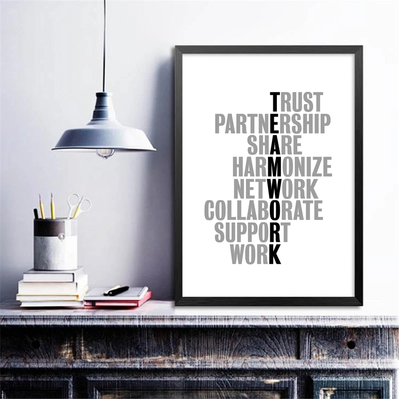 

Teamwork Paraphrase Canvas Painting Inspirational Quotes Poster Wall Art Pictures for Office Classroom Laboratory Decoration