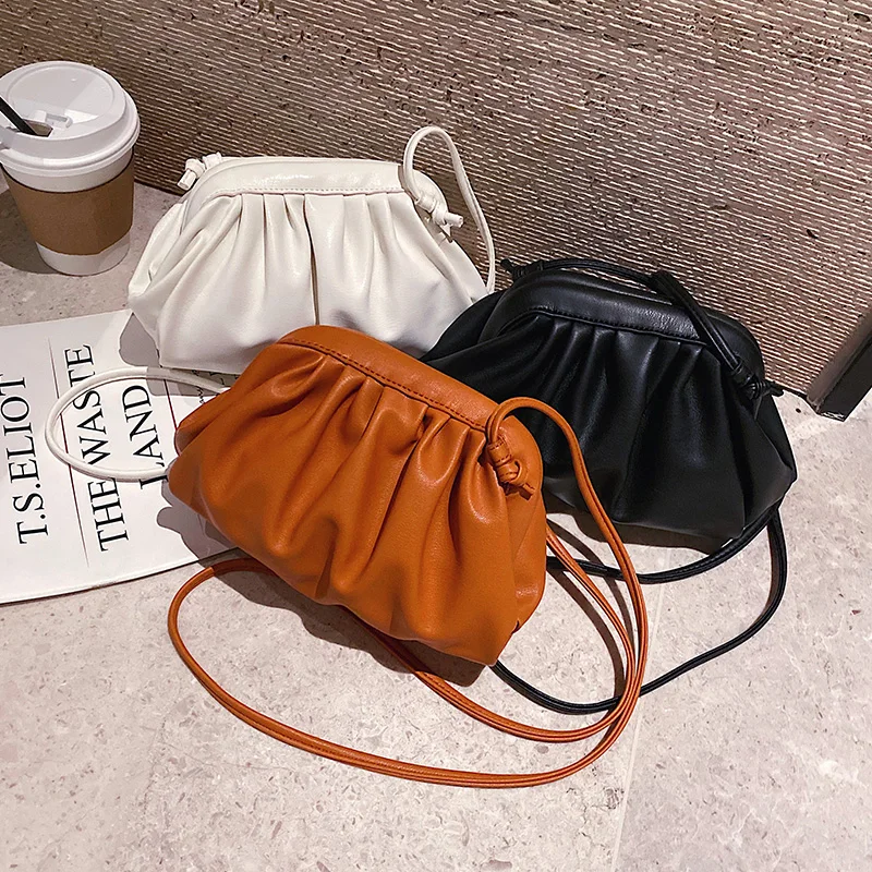 

Designer New Women Day Clutch Bag Pleated Dumpling Shoulder Messenger Bag Small Cute Lady Crossbody Handbag