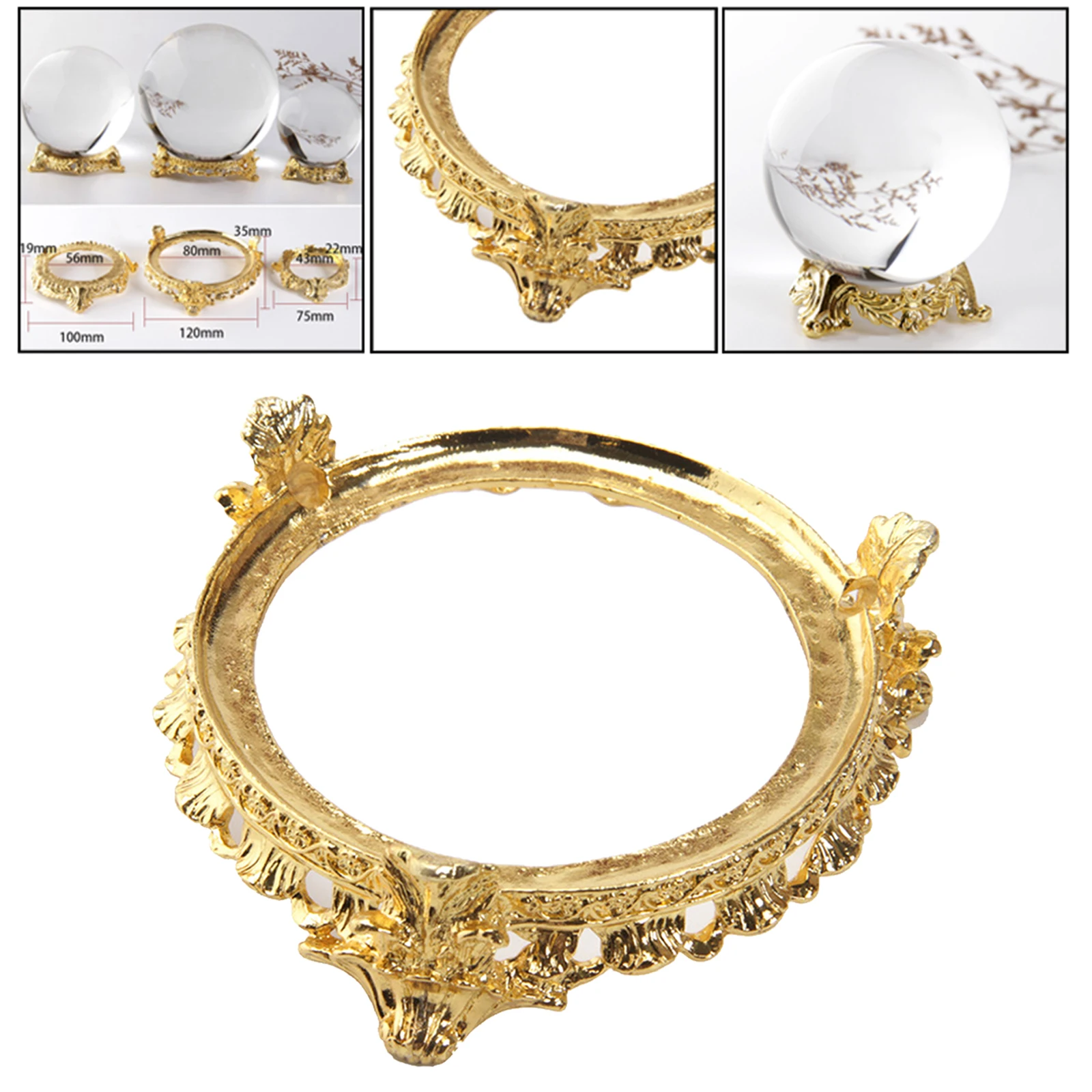 

Подставка для хрустальных шаров, металлическая позолоченная подставка для дисплея, опорная база, декоративная подставка из минералов и камней