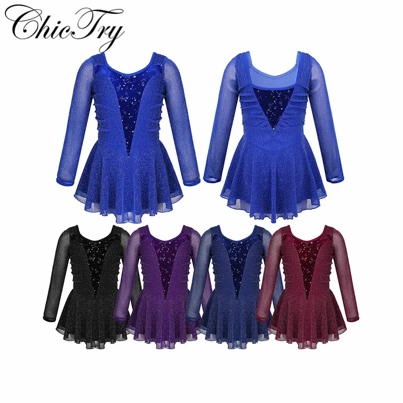 Сетчатая балетная пачка для девочек платье фигурного катания гимнастический