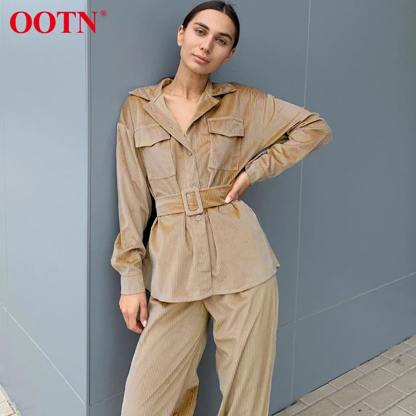 Женский вельветовый Костюм двойка OOTN комплект из двух предметов рубашка с