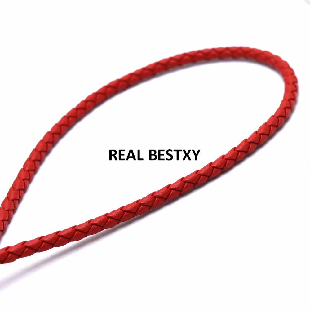 2m/lot approx 3mm red Braided Leather Bolo Cord Round Craft String Strip For Necklace Bracelet for jewelry strands wrist | Украшения и