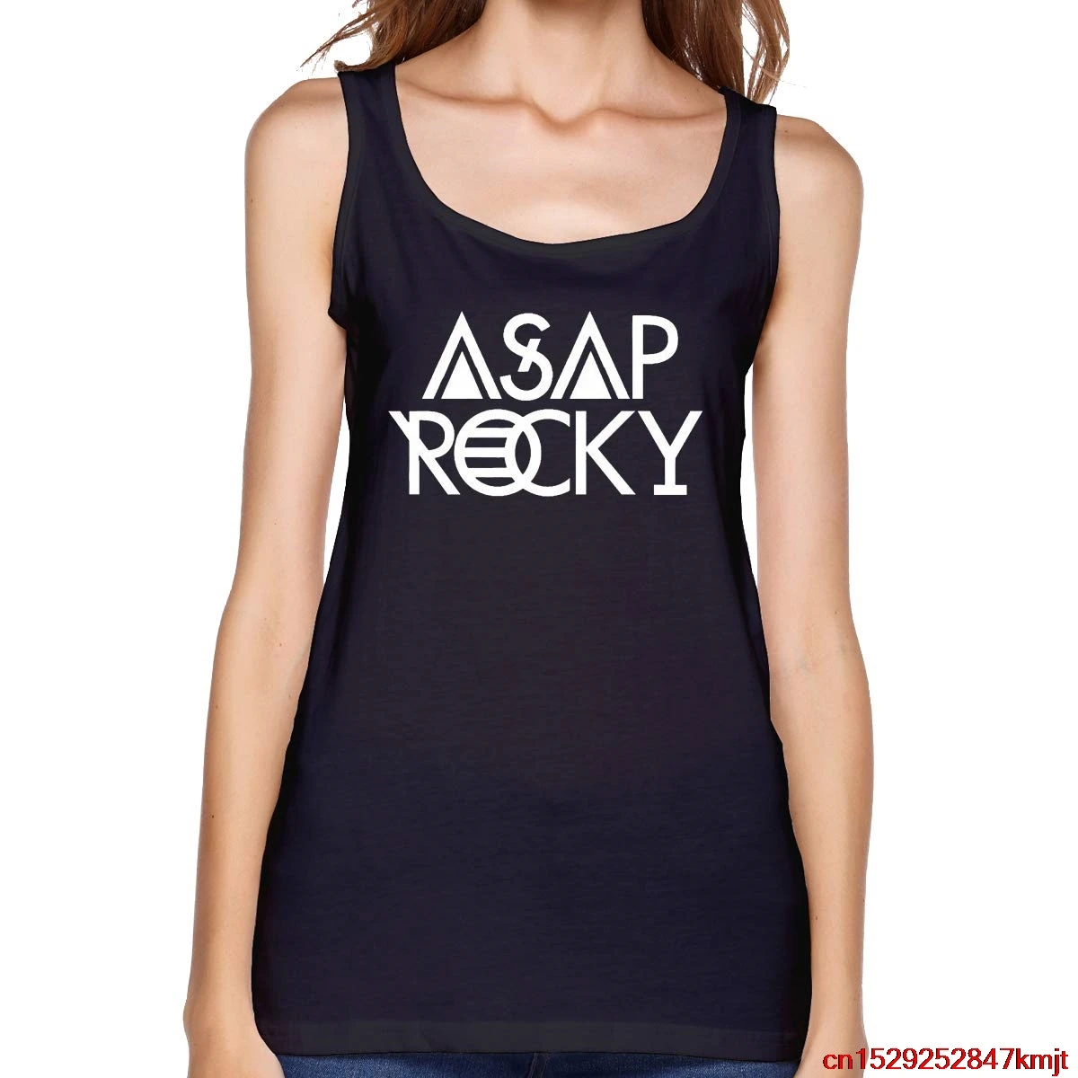 Классические топы FGHFG ASAP Rocky Logo для девочек черного цвета |