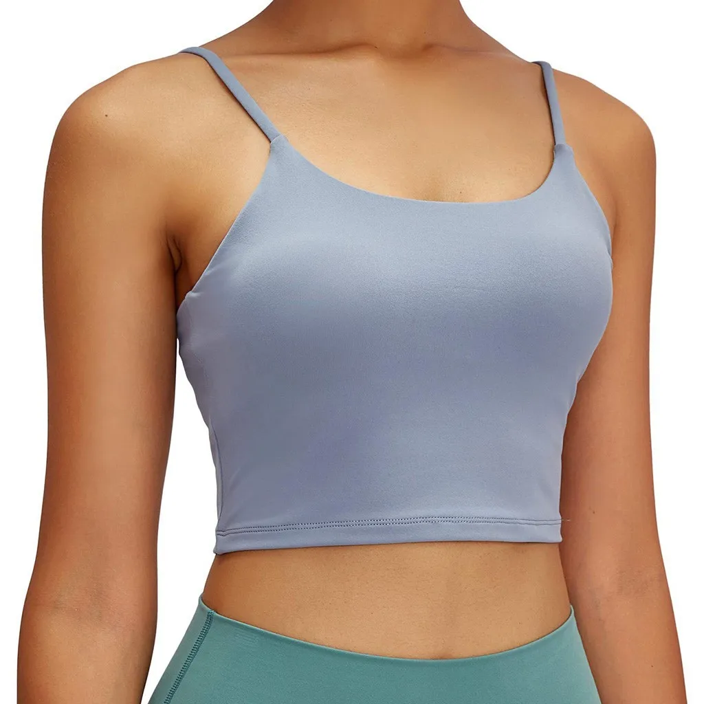 

2021 New Fashion Sport Yoga Bra Fitness Tank Women Crop Top Solid U-Neck Knit Tops High Quality Bra Stretch Wireless Seamless
