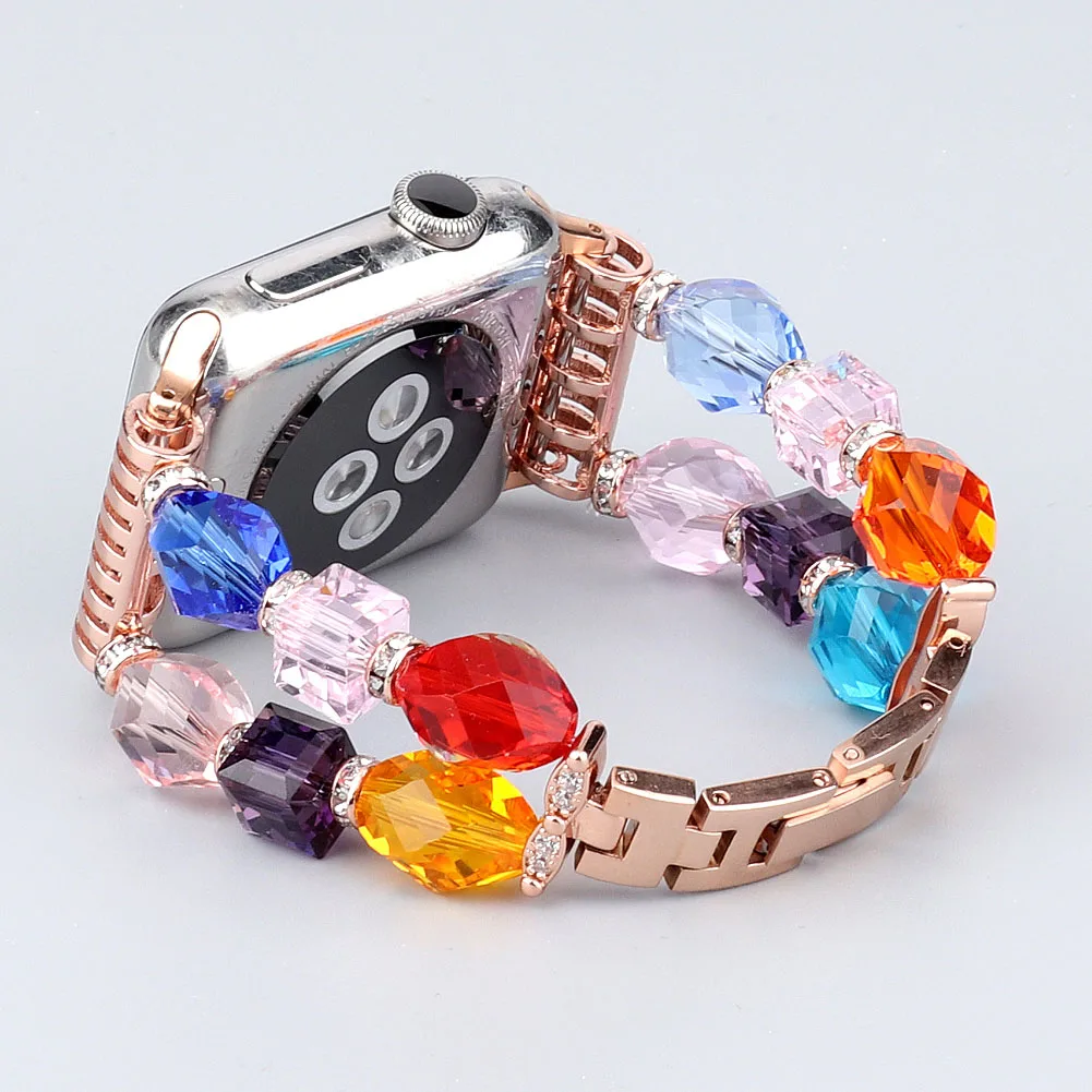 

Metal Strap For Apple Watch 40mm 44mm Band Jewelry Beads Bracelet Replacement Watchband For Iwatch Series 6 5 4 3 2 1 38/42mm