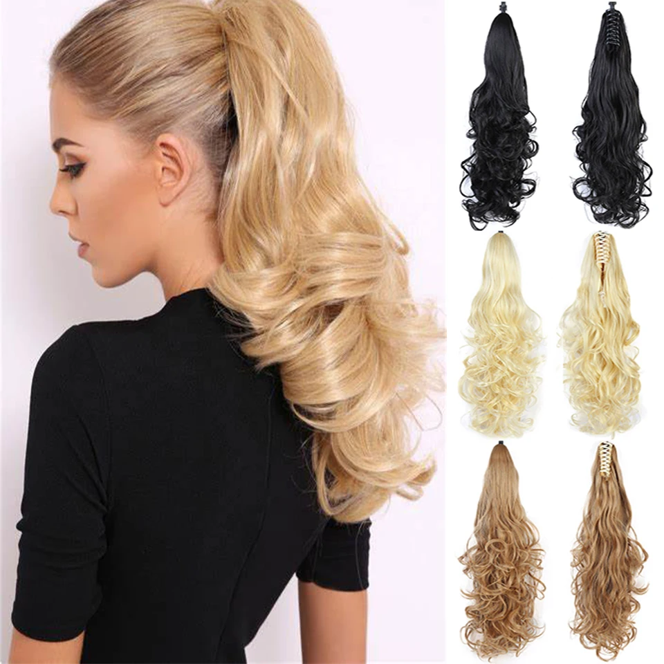 Натуральные волнистые конский хвост женский наращивание волос зажим для завивки