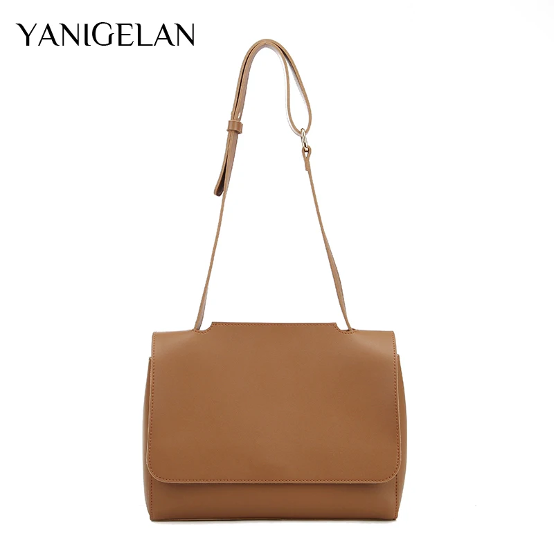 

Large Capacity Vintage Messenger Bags High Quality PU Leather Shoulder Pack Wild Big Solid Color Women's Bag Femal Fashion Totes