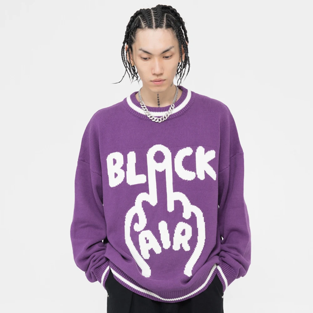 

2021 Winter Fashion Oversized Sweater Hip Hop Streetwear Long Sleeve Goth Men Clothing Harajuku Gothic Mens Clothes Y2k Sweaters